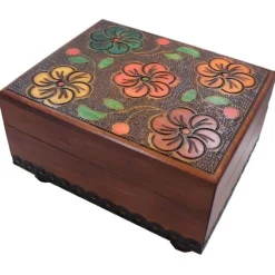 Floral Carved Secret Wooden Puzzle Box