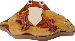 Frog On Lily Pad - Secret Wooden Puzzle Box