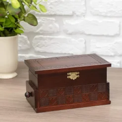 Heart Trick Large Puzzle Box With Secret Drawers - Handcrafted wooden box