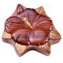 Hibiscus Flower - Secret Wooden Puzzle Box