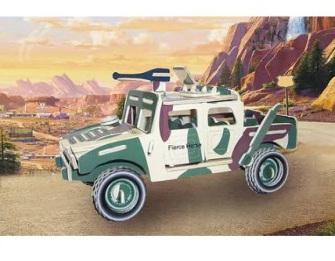 Hummer H1 (L) - Colored 3D Jigsaw Woodcraft Kit Wooden Puzzle