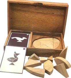 Logic Egg Tangram Set with 54 play Cards Wooden Puzzle Game