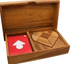 Logic Heart Tangram Set with play Cards Wooden Puzzle Game