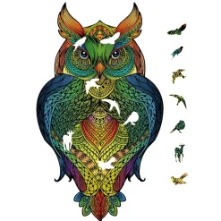 Owl Rainbow Wooden Jigsaw Shape Puzzle 137 pieces