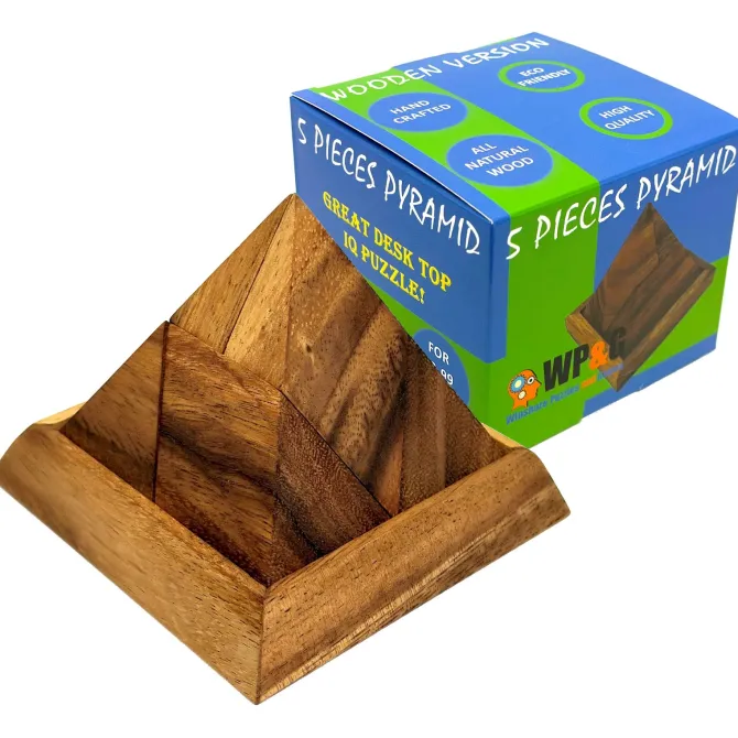 5 Piece Pyramid Wooden Puzzle Brain Teaser