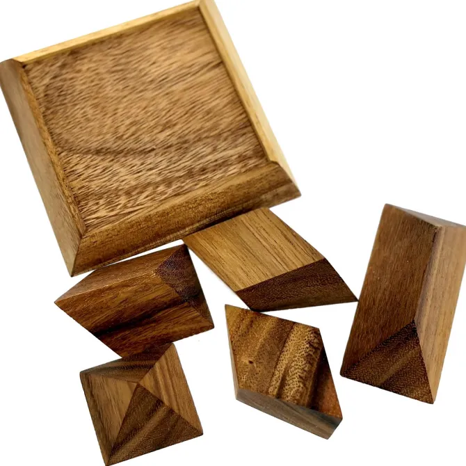 5 Piece Pyramid Wooden Puzzle Brain Teaser