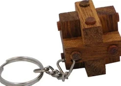Pins Cube Key Chain - Wooden Puzzle Brainteaser