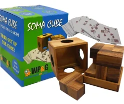 Soma Cube Set With 50 Playing Cards - Brain Teaser Wooden Puzzle
