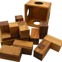 Soma Cube Set With 50 Playing Cards - Brain Teaser Wooden Puzzle