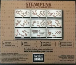 Steampunk Puzzles Set Brown Box - 9 Disentanglement Metal Puzzles