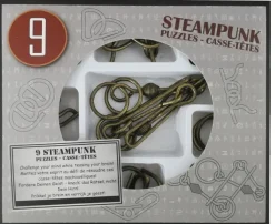 Steampunk Puzzles Set Gray Box - 9 Disentanglement Metal Puzzles