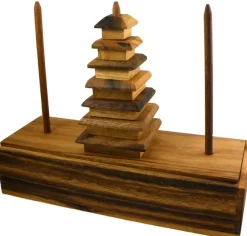 Tower of Hanoi Chedi - Wooden Brain Teaser Puzzle