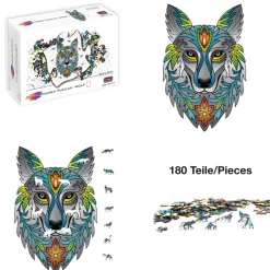 Wolf Rainbow Wooden Jigsaw Shape Puzzle 180 pieces