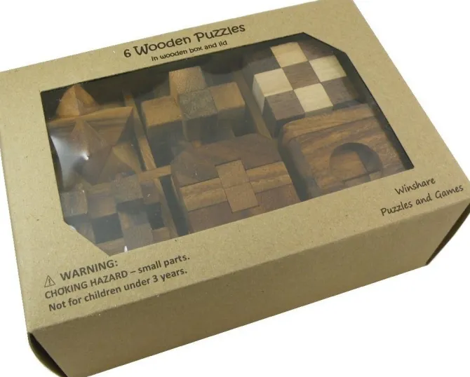 6 Wooden Puzzles Gift Set