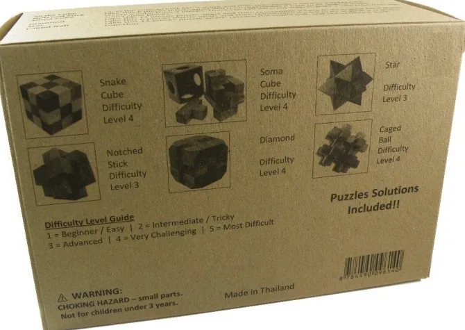 6 Wooden Puzzles Gift Set