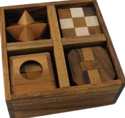 5 Wooden Puzzles Gift Set In A Wooden Box