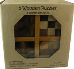 5 Wooden Puzzles Gift Set In A Wooden Box