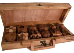 12 Wooden Puzzles Set In Wooden Suitcase